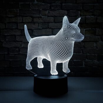 Luminária LED 3D Corgi